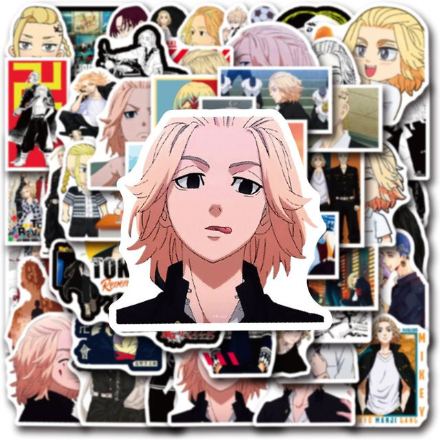 50 Stück Bandai Tokyo Avengers Cartoon Aufkleber, wasserfeste DIY-Sticker für Tassen und Notizbücher, Multicolour - Bild 1