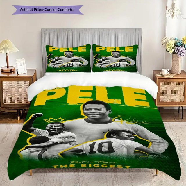 Legends Football Peles Legacy Dreiteiliges Bettwäsche-Set mit 1 Bettbezug und 2 Kissenbezügen, Grün, B/H: 200 x 200 cm - Bild 1