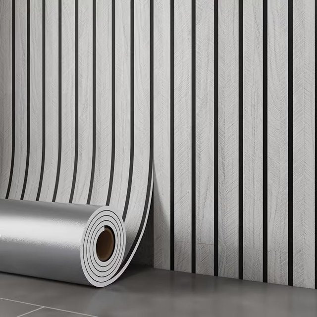 Selbstklebende Riffelpaneel-Tapete von beautybaby in Weiß, wasserdicht und feuchtigkeitsbeständig, modern gestreift, Breite: 40 cm, Länge: 9 m - Bild 1