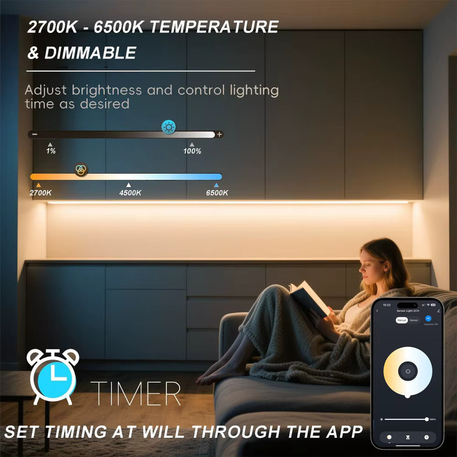 Tuya WiFi CCT COB LED Streifen 24V, dimmbar, 2700K-6500K, Smart Linear Lichtband in Weiß - Bild 3