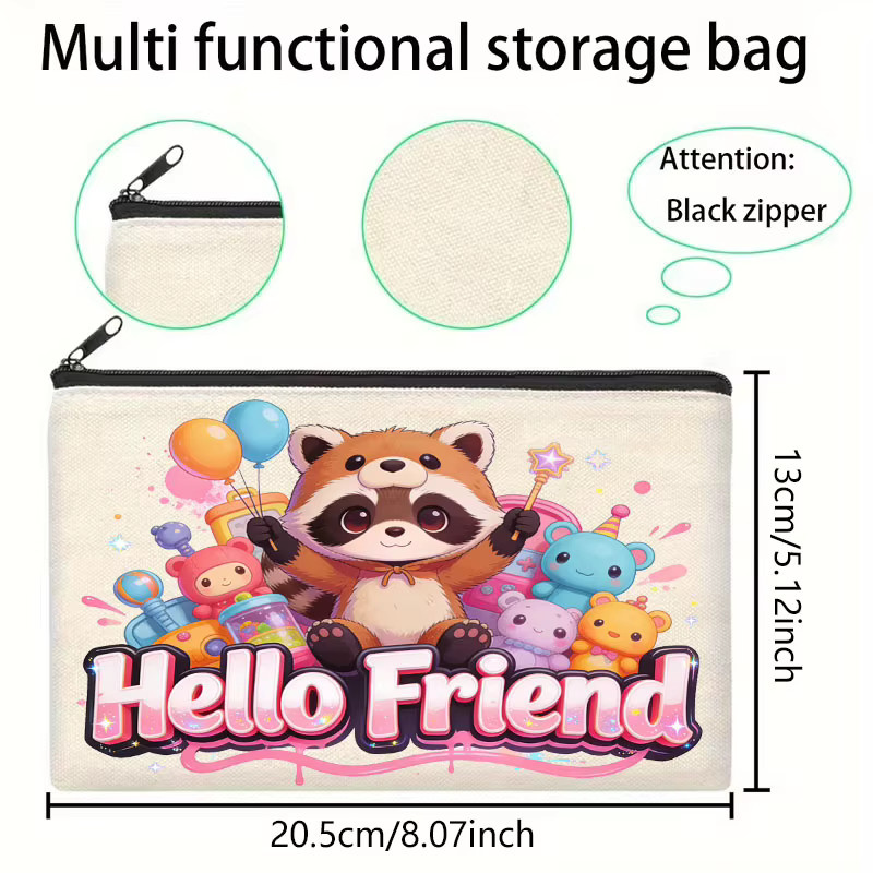 Kosmetik-Reisetasche mit Waschbär-Muster, modische Aufbewahrungstasche für Kosmetik und Schreibwaren, Mehrfarbig - Bild 2