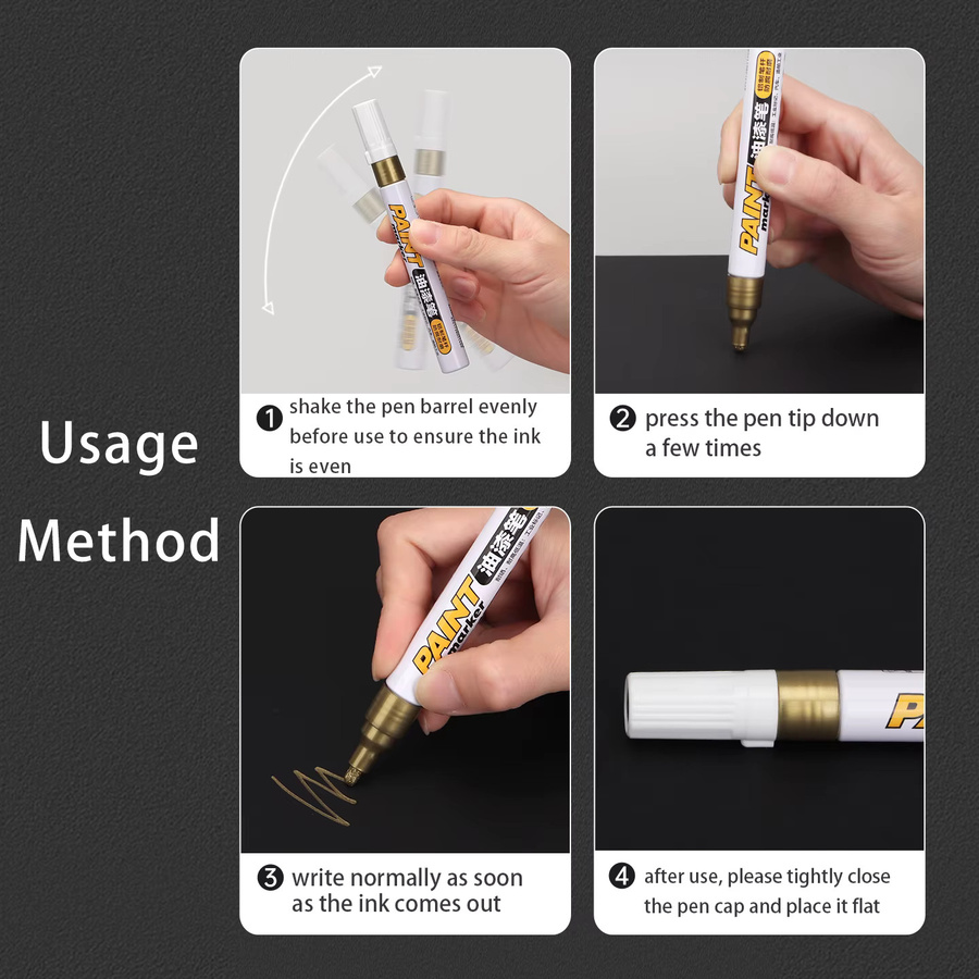BAOKE MP680 Permanentmarker Set mit 12 Farben, ölbasierte Farbmarker mit 2–3 mm Spitze, wasserfest und schnell trocknend - Bild 3