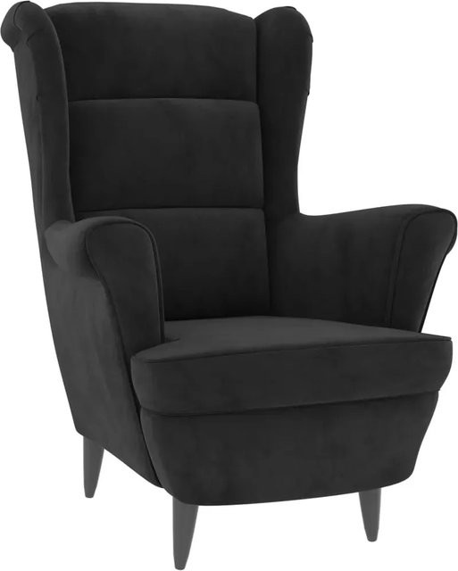 vidaXL Sessel Modell 3 aus Samt in Schwarz mit Armlehnen und Holzrahmen, B/T/H: 81,0 x 90,0 x 90,0 cm - Bild 1