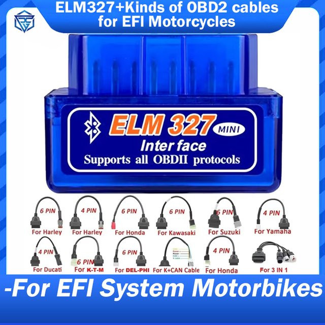ITCARDIAG Elm327 Mini Bluetooth EFI Motorrad OBD2 Scanner Kabel für Android, Blau - Bild 1