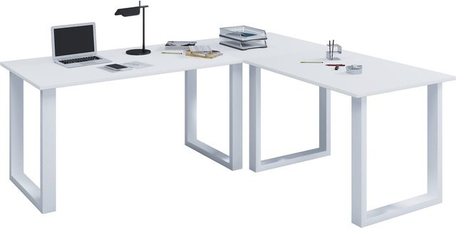 VCM Eckschreibtisch Lona U in Weiß, moderner L-Form Arbeitstisch für das Home-Office, B/T/H: 160 x 130 x 76 cm - Bild 1