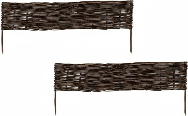 Relaxdays Beeteinfassung aus Weide in Braun, 2er Set, Steckbar für Garten und Blumenbeete - Bild 1