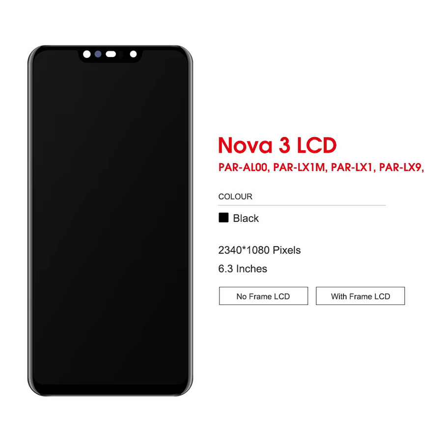 Huawei Nova 3 Ersatz LCD Display mit Touch Screen in Schwarz, 6,3 Zoll für PAR-LX1 und PAR-LX - Bild 2