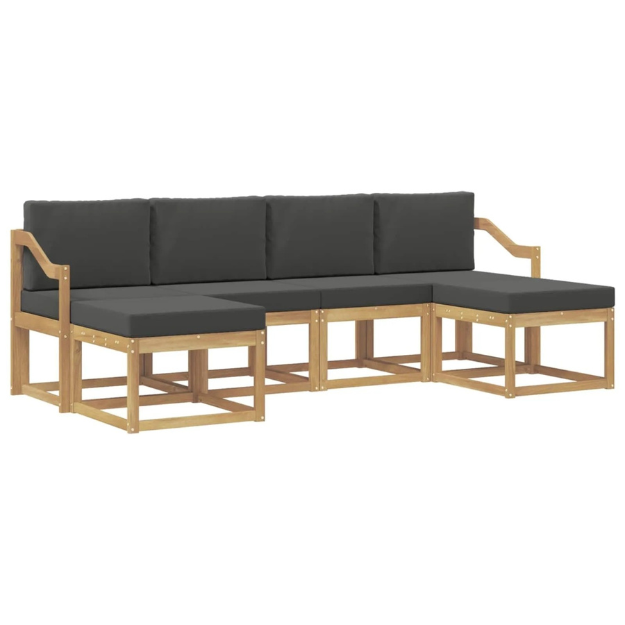 vidaXL Outdoor-Sofagarnitur 6-teilig aus Akazienholz mit Polstern in Weiß und Anthrazit - Bild 2