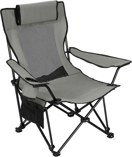WOLTU Campingstuhl faltbar in Grau und Schwarz mit Netzgewebe, belastbar bis 150 kg - Bild 1