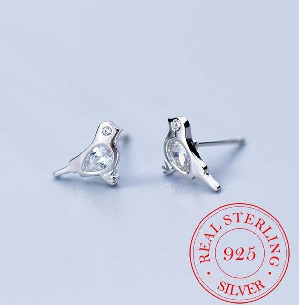 Ohrstecker 925 Silber, Kristall, Vogel, Damen - Bild 1