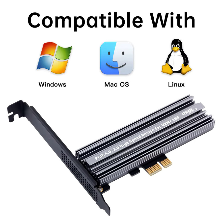 Fenvi M.2 NVMe zu PCIe 4.0 Konverter Adapter mit Kühlkörper, Schwarz - Bild 4