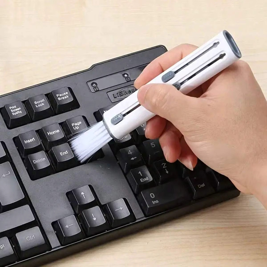 Reinigungsbürste für Computer-Tastatur und Kopfhörer aus Kunststoff in Weiß - Bild 3