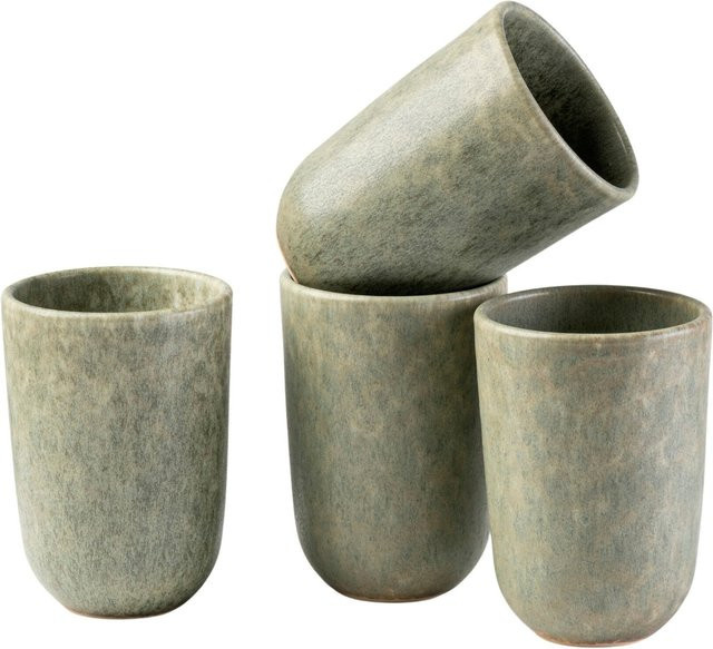 Gipfelstück Kaffeebecher-Set Moos'N'Stein aus Steinzeug in Grün und Grau, 4 Stück, 350 ml pro Becher - Bild 1