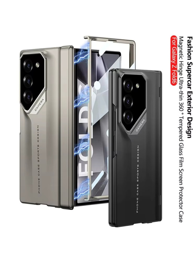 Luxuriöse matte Handyhülle in Grün mit magnetischem Scharnier und Vollbild-Schutzfolie aus gehärtetem Glas für Samsung Galaxy Z Fold 7, Z Fold 6 und Z Fold 5 - Bild 6