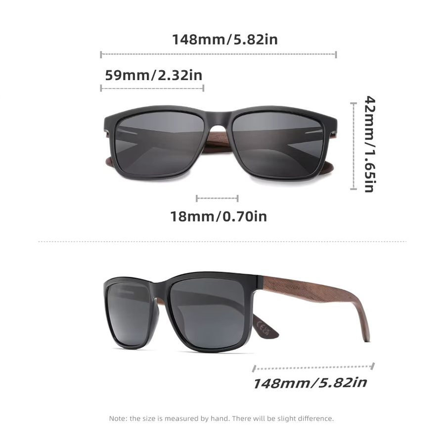 KINGSEVEN Sonnenbrille Rechteck, Holz, Vollrand, polarisiert, Herren - Bild 3