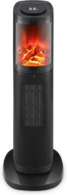 Tronitechnik Turmheizer Keramik-Heizgerät mit Flammeneffekt und Oszillation, 2000W, Schwarz - Bild 1
