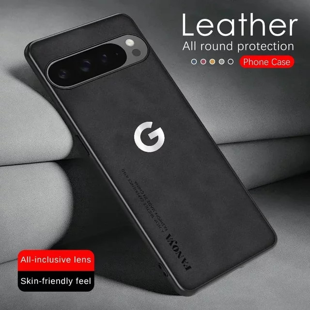 Luxuriöse Business-Handyhülle aus Schaffellleder für Google Pixel 10 9 Pro XL 8 7 6 Pro mit Linsenschutz in Braun - Bild 1