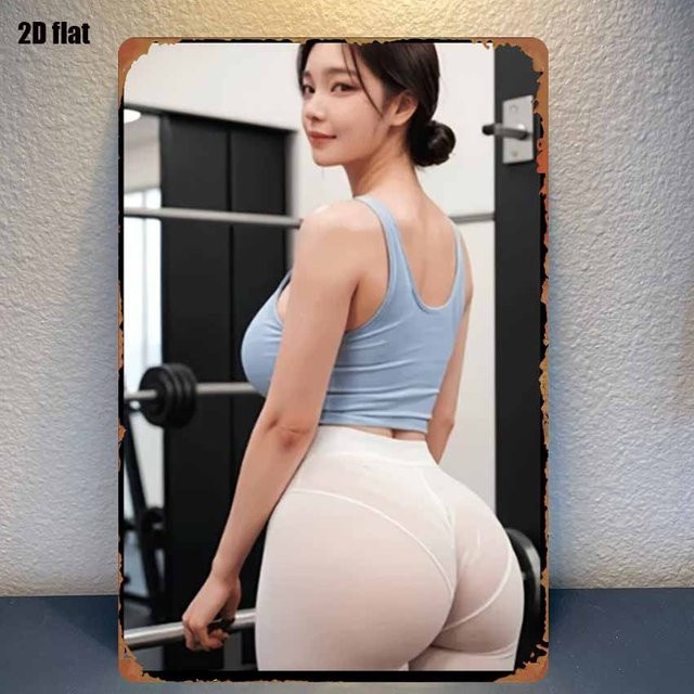 CIFBUY Vintage Metallblechschild Fitness Frauen Wanddekoration Mehrfarbig - Bild 1
