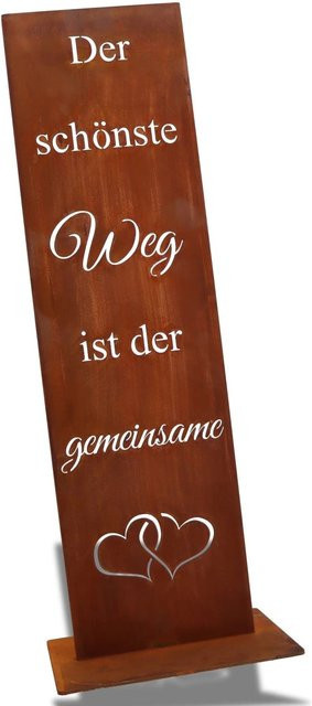 Rostikal Hochzeitsschild Der Schönste Weg Ist Der Gemeinsame aus Cortenstahl in Braun, B/H: 200 x 150 cm - Bild 1