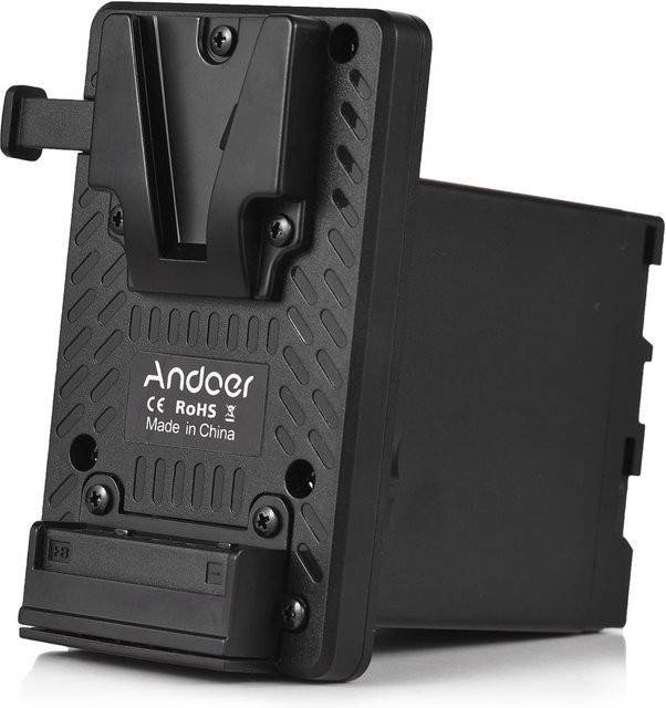 Andoer V-Lock V-Mount Batterieplatte mit BP-U Dummy-Batterieadapter und integriertem Batteriedekodierungschip, Schwarz - Bild 1