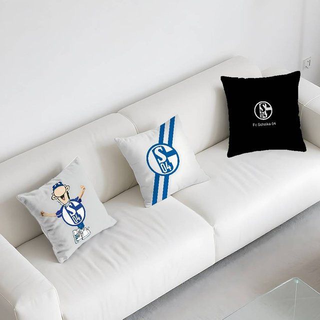 S-Schalke 04 Kissenbezug aus weichem Polyester mit Reißverschluss für Sofa und Auto - Bild 1