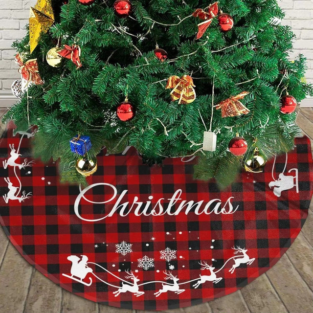 VIKAMA Weihnachtsbaumrock in Rot und Schwarz mit klassischem Tartan-Muster - Bild 1