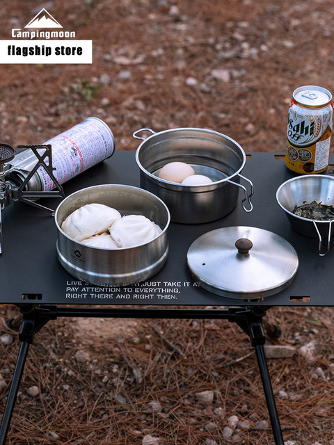 CAMPINGMOON Instant-Nudel-Kochset S363 S371 S371-C1 in Silber mit Wasserkocher und Kochutensilien für Outdoor-Camping - Bild 1
