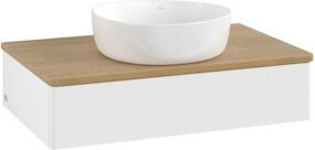 V&B Waschtischunterschrank Antao ohne Frontstruktur in Eiche Honig und Weiß lackiert, B/T/H: 80 x 50 x 19 cm - Bild 1