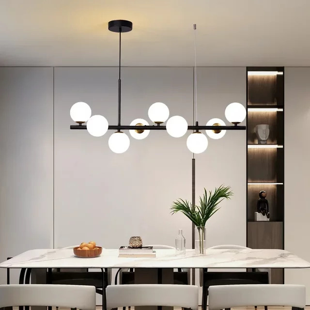 Moderne Pendelleuchte xiuxiu mit Glaskugel in Transparent und Weiß für Esszimmer, Wohnzimmer und Küche - Bild 1