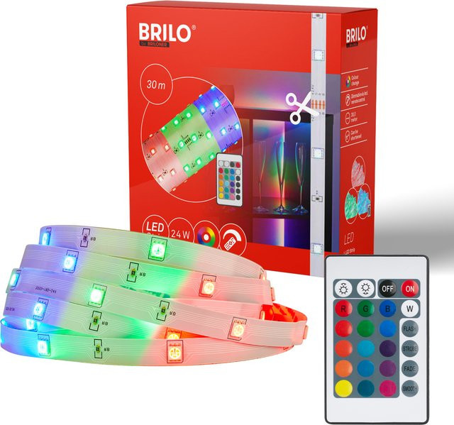 Brilo RGB LED-Strip Set mit Fernbedienung, selbstklebend und kürzbar, Multicolor, 2 x 15 m - Bild 1