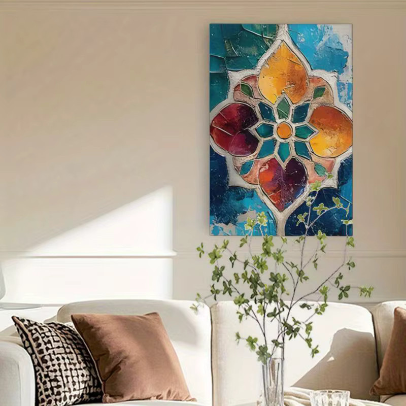 Islamische Wandkunst von CIFBUY als gerahmte Leinwand mit floralen Motiven in Rot und Gold, B/H: 40,6 x 61 cm - Bild 5