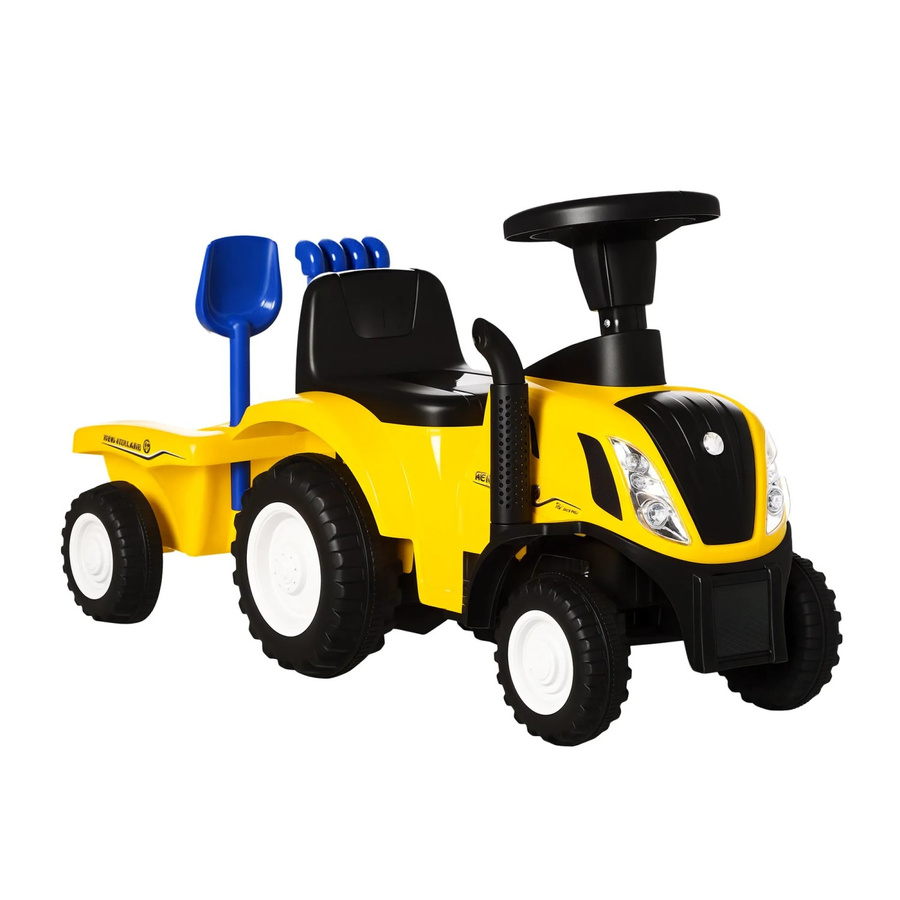 HOMCOM Rutschauto Traktor mit Anhänger, gelb, Kunststoff & Metall, ab 1 Jahr - Bild 3