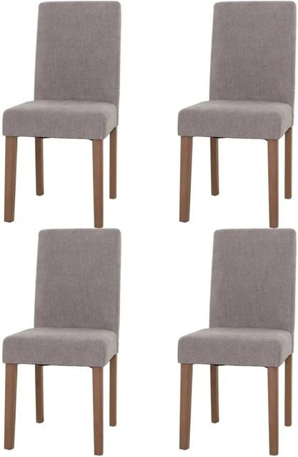 4er-Set MCW Esszimmerstühle Littau aus Chenille mit Holzbeinen in Hellgrau - Bild 2