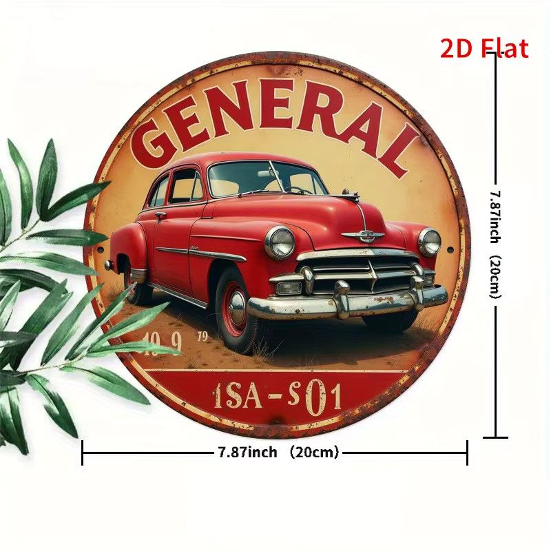 Vintage Metall Wandschild Potdemiel Super General Lee Racing Design, rund, rot, Durchmesser: 19,8 cm - Bild 2