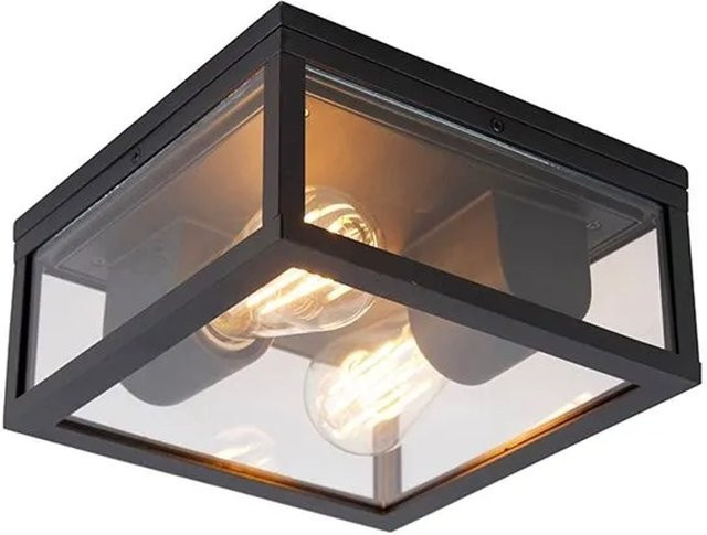 QAZQA Industrielle Deckenleuchte Charlois in Schwarz, IP44 dimmbar, E27 - Bild 1