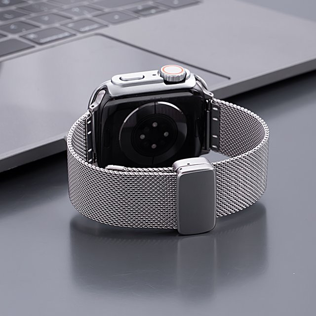 Uhrenarmband Mesh, Magnetschnalle, Edelstahl, Silber, Unisex - Bild 1