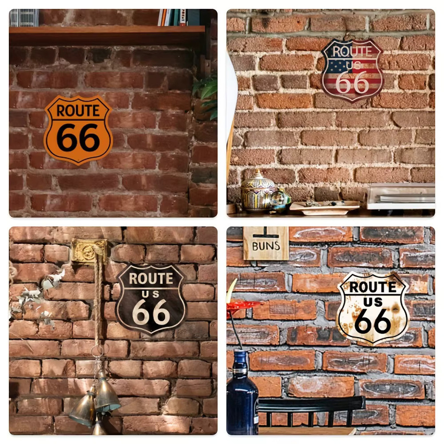 Putuo Decor Route 66 Blechschild Vintage Metall-Wandkunst für Garage und Bar in Mehrfarben - Bild 4