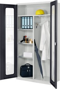 Kappes ErgoPlus Akten- und Kleiderschrank mit Sichtfenstertüren in Grau, B/T/H: 100 x 50 x 195 cm - Bild 1