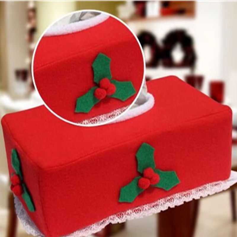 Atceawit Weihnachts-Taschentuchbox-Abdeckung mit Klee-Muster als kreative Weihnachtsdekoration und Serviettenhalter - Bild 4