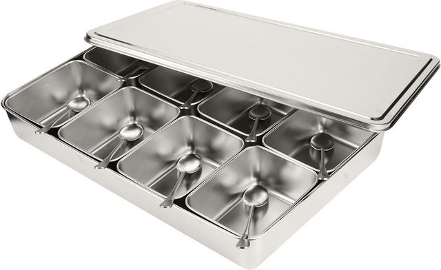 Nensit Gewürzbox aus Edelstahl und Glas mit 8 Fächern in Grau und Silber - Bild 1