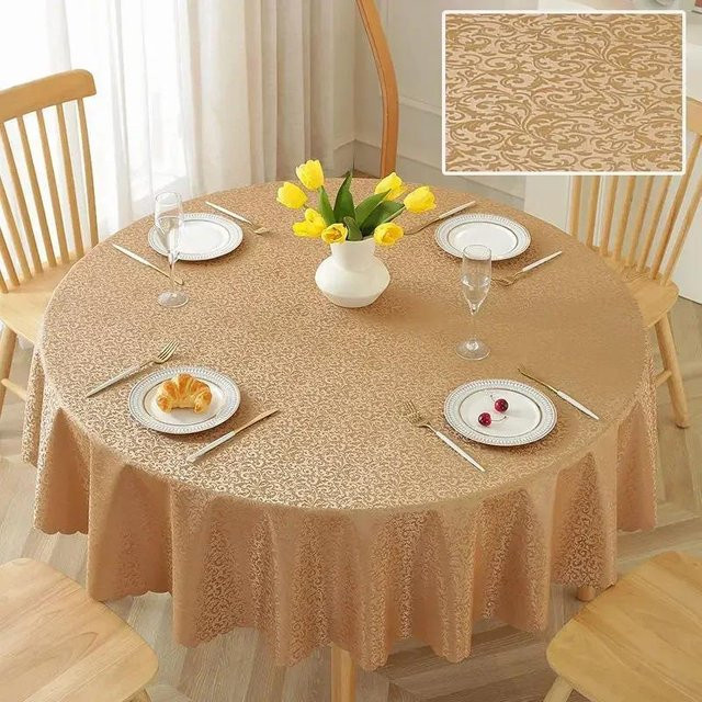 Runde Tischdecke von JMG Household Supplies in Beige, wasserabweisend und ölbeständig, Durchmesser: 240 cm - Bild 1