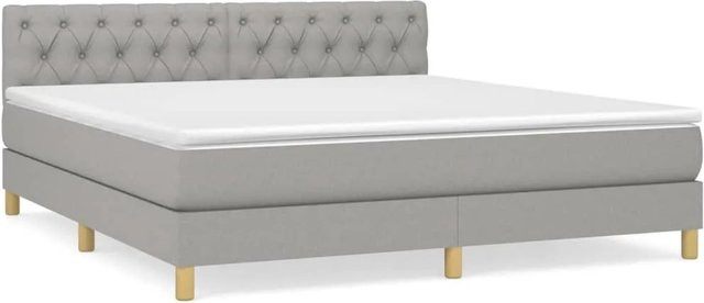 vidaXL Boxspringbett Hybrid mit Matratze und Kopfteil, Grau, B: 160 cm, T: 200 cm, H: 78 cm - Bild 1