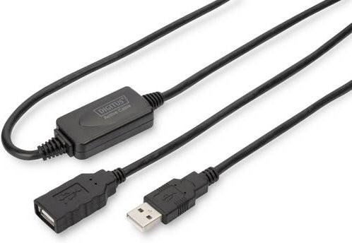 Digitus Aktives USB 2.0 Verlängerungskabel USB-A auf USB-A, Schwarz, 20 m - Bild 1