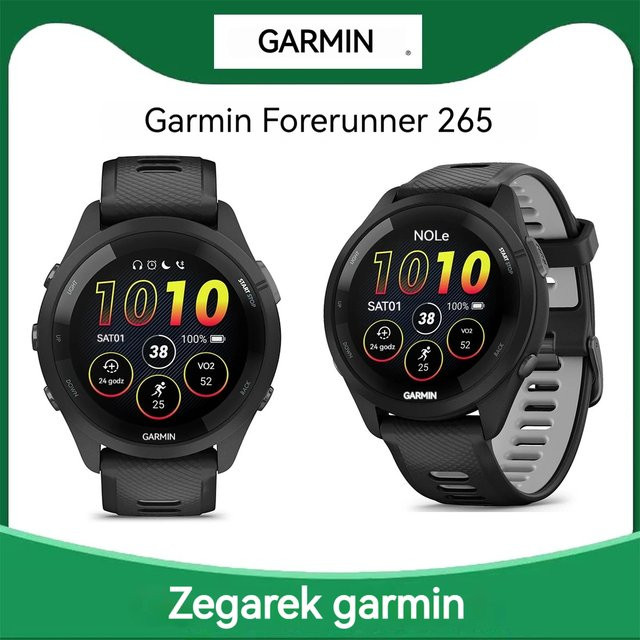 Garmin Forerunner 265 GPS-Sportuhr mit AMOLED-Display in Schwarz inklusive Schlaf- und Herzfrequenzüberwachung sowie Pulsoximeter - Bild 1