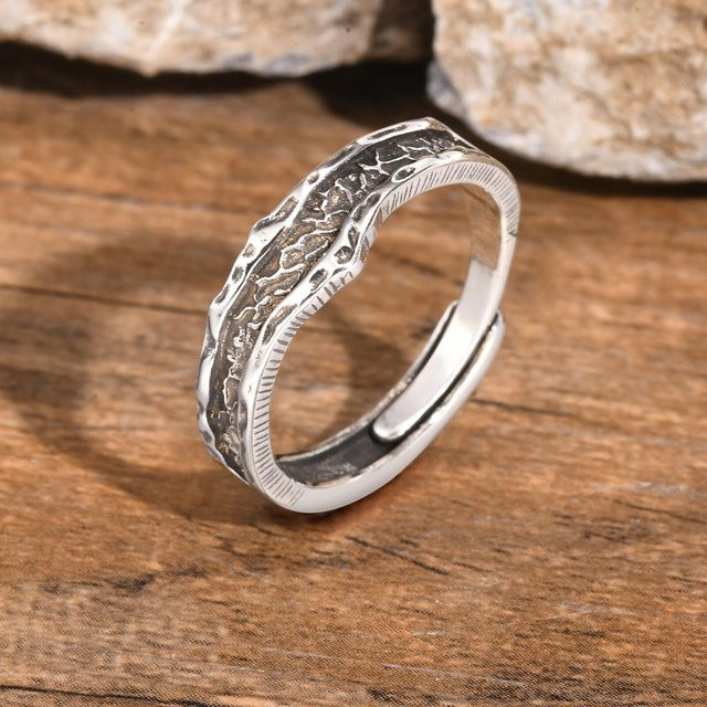 mprainbow Herrenring, Edelstahl, Silber, Vintage, Offener Ring - Bild 1