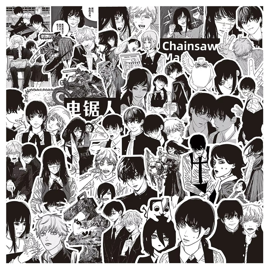 Bandai Chainsaw Man Anime Aufkleber, Schwarz, Weiß, Set / Bundle - Bild 2