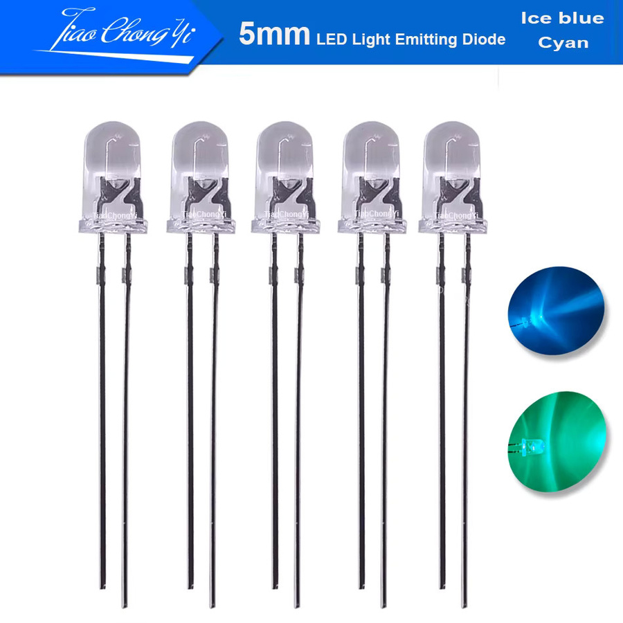 TiaoChongYi DIP LED Leuchtdiode Cyan Eisblau 5mm mit hoher Leuchtkraft für Verkehrsampeln - Bild 1
