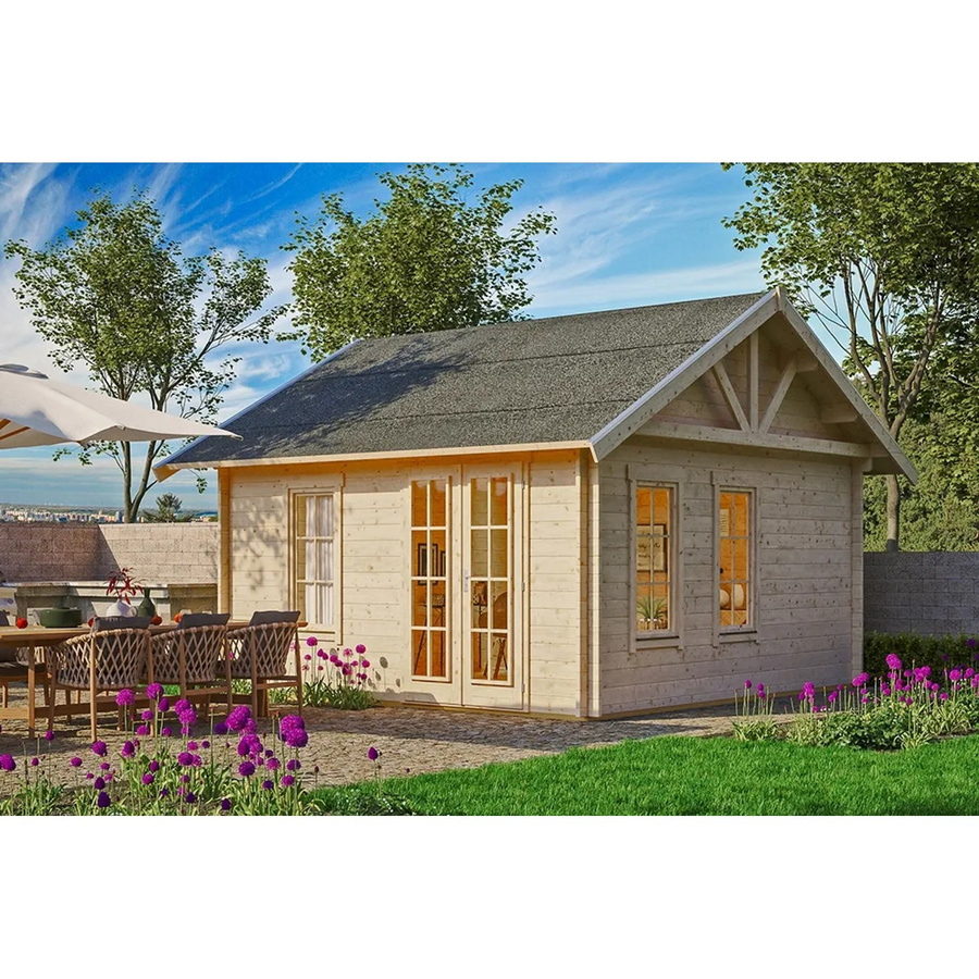 Skan Holz-Gartenhaus Toronto 1 Blockbohlenhaus aus Fichte mit Dachlattung, Farbe: Braun, B/T: 420 x 420 cm - Bild 2
