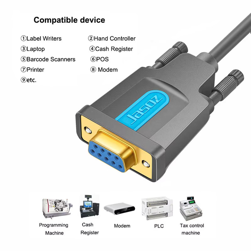 Jasoz USB auf RS232 DB9 serieller Buchse-Konverter-Adapterkabel in Schwarz - Bild 2