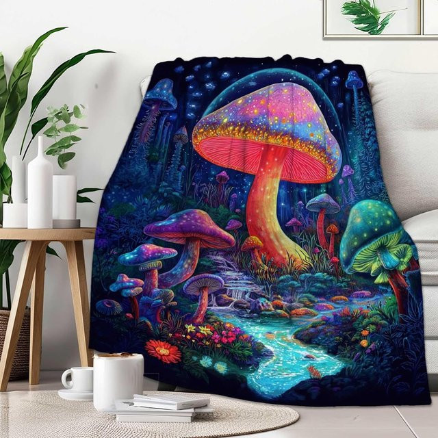 LjqFive Zucker Totenkopf Überwurfdecke aus Fleece, Mexikanisches Design, Mehrfarbig, B x H: 180 x 230 cm - Bild 1